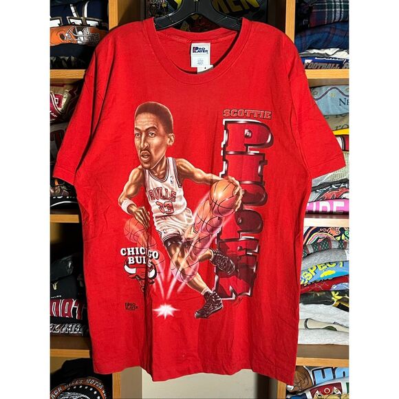 Vintage 90s NBA Chicago Bulls Scottie Pippen Caricature Tee - Picture 1 of 4
